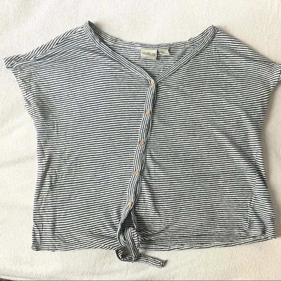 Rachel zoe linen button tie shirt striped in Women size large - Picture 7 of 7
